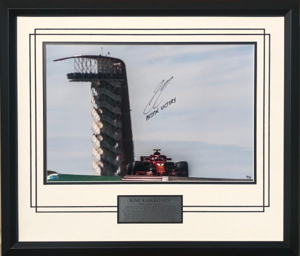 Kimi Raikkonen 2018 signed Austin victory photo