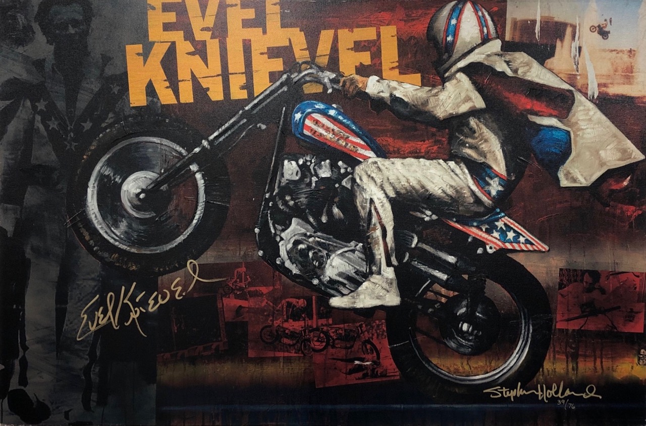 Evel Knievel by stephen holland signed memorabilia collectibles