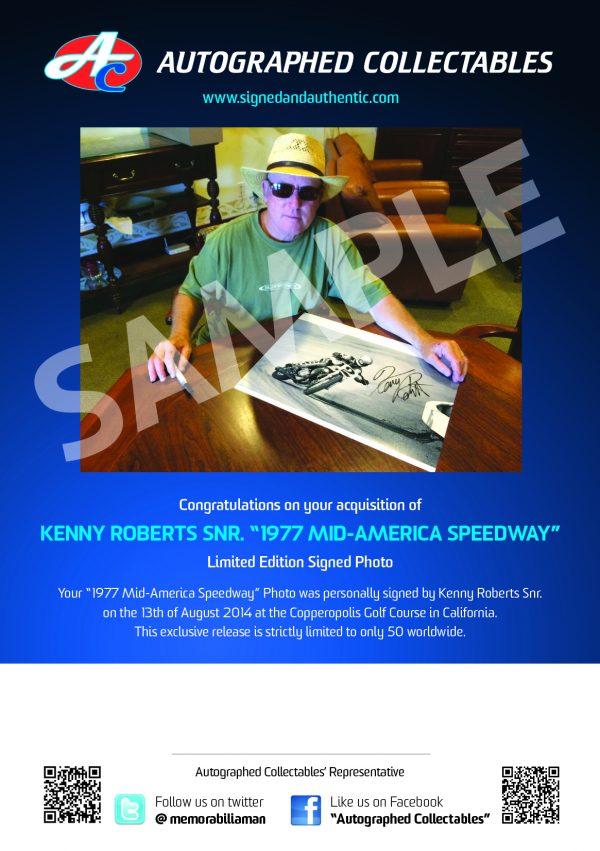 kenny roberts signed flat track photo yamaha harley davidson signed memorabilia collectibles