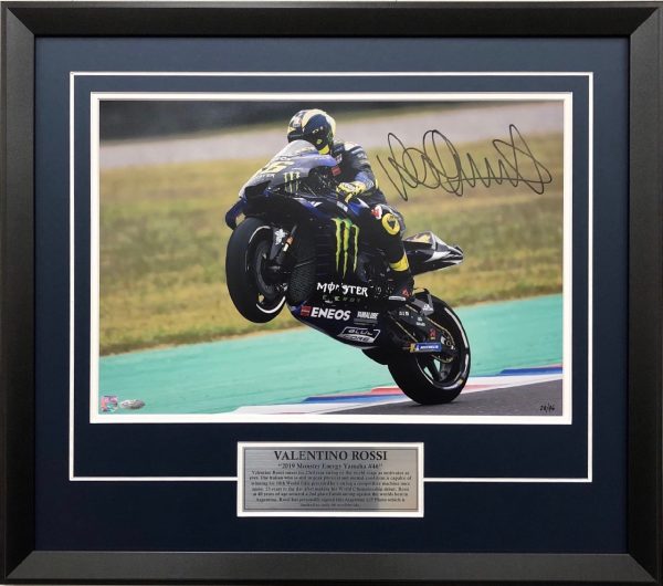 Valentino Rossi 2019 signed yamaha motogp wheelie photo collectibles