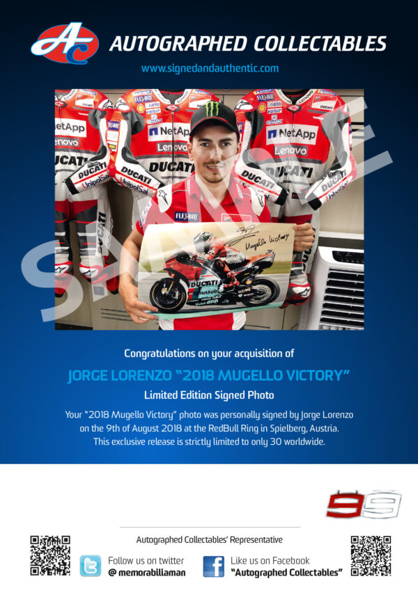 Jorge Lorenzo 2018 Mugello Victory MotoGP Authenticity