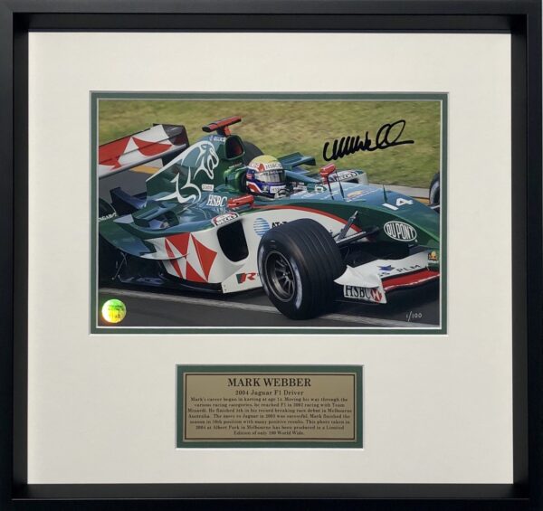 Mark Webber 2004 Jaguar signed F1 Photo memorabilia