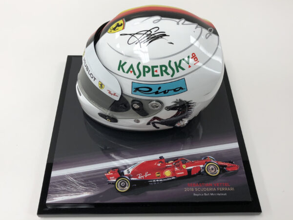 sebastian vettel 2018 mini helmet Ferrari F1 signed