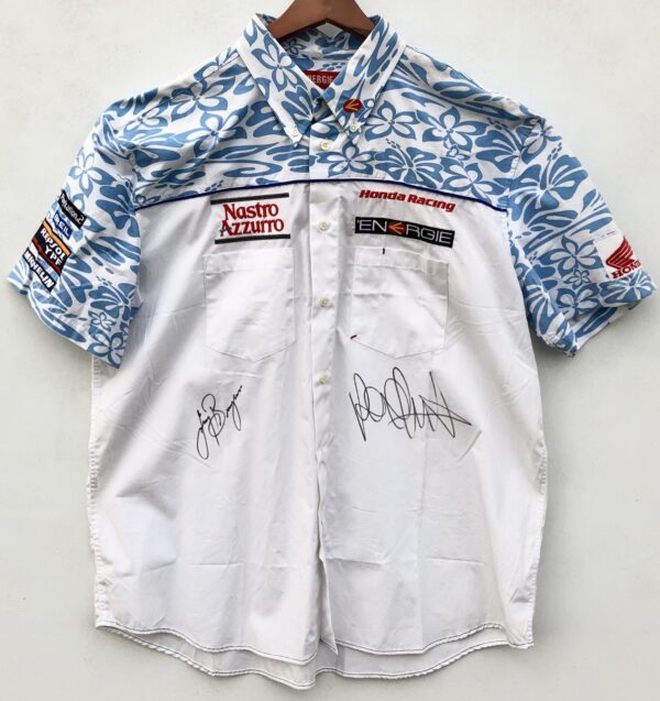Valentino Rossi 2001 Mugello Shirt signed MotoGP Honda