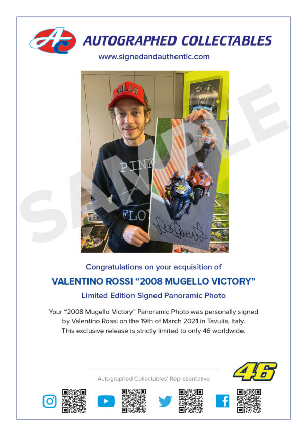 Valentino Rossi Mugello signed photo authenticity