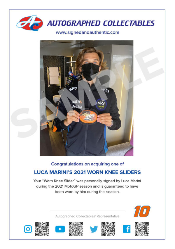 Luca Marini MotoGP Signed memorabilia knee sliders