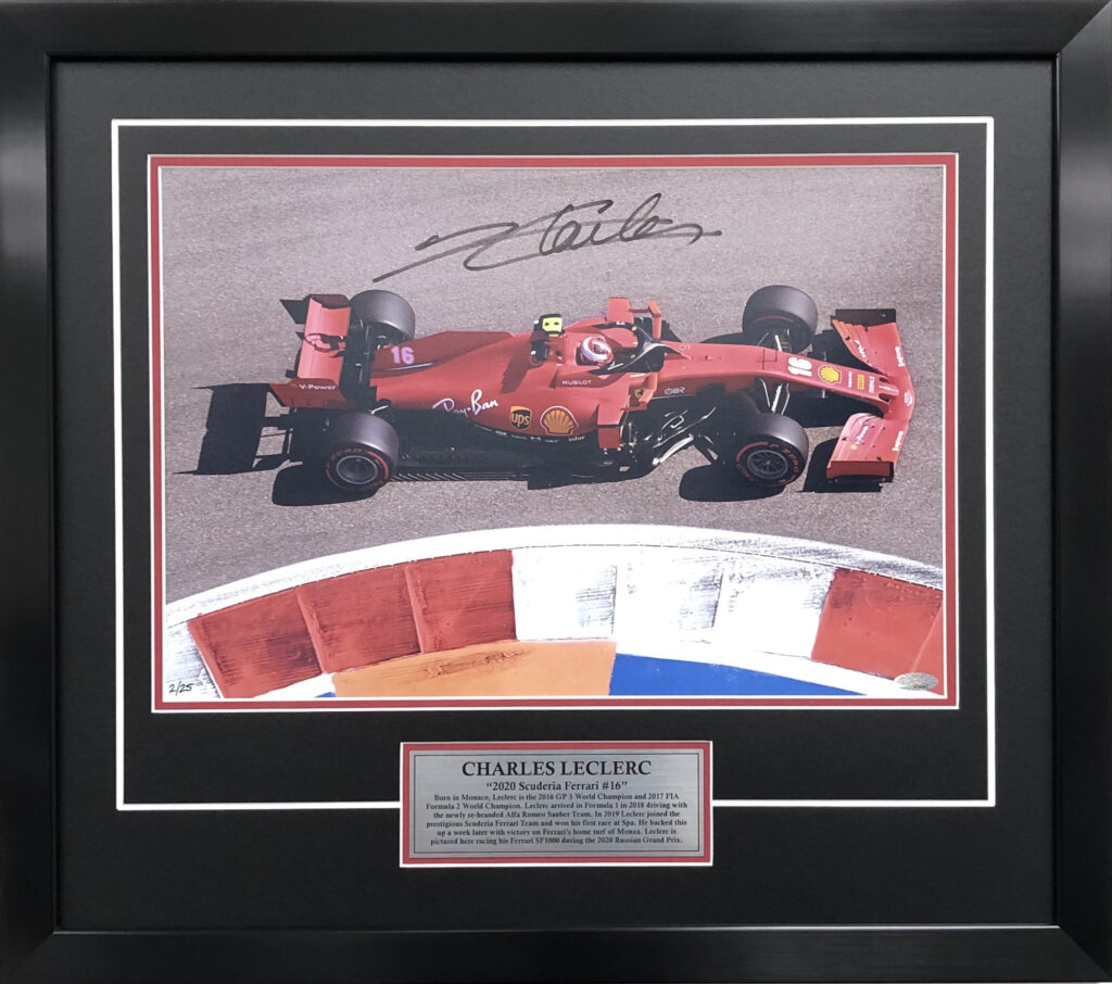 NEW Sebastian Vettel Charles Leclerc Ferrari signed autographed pr photo FRAMED 