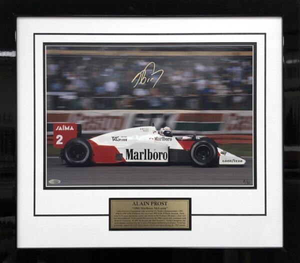Alain Prost signed McLaren Photo Framed signed F1 memorabilia