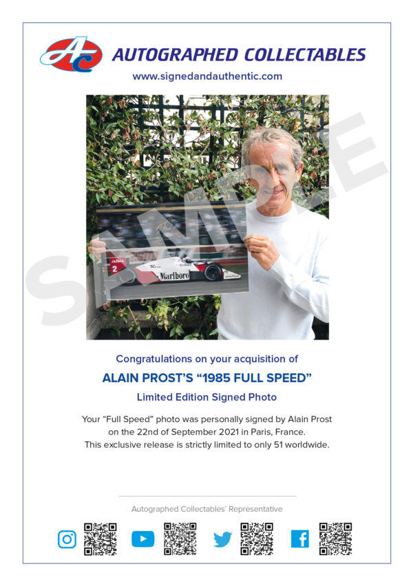 Alain Prost signed McLaren F1 Authenticity