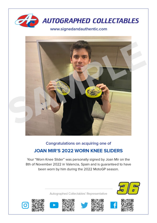 Joan Mir 2022 Knee Sliders Signed MotoGP Suzuki