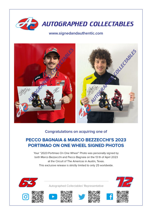 Bagnaia v Bezzecchi Ducati VR46 signed photo