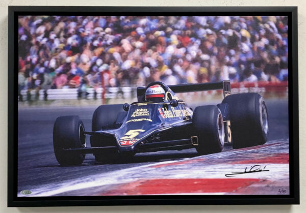 Mario Andretti signed Paul Ricard F1 victory JPS Lotus canvas