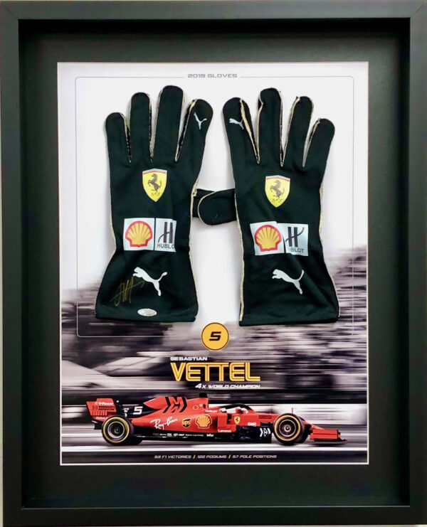 Sebastian Vettel signed F1 Ferrari Gloves Memorablia