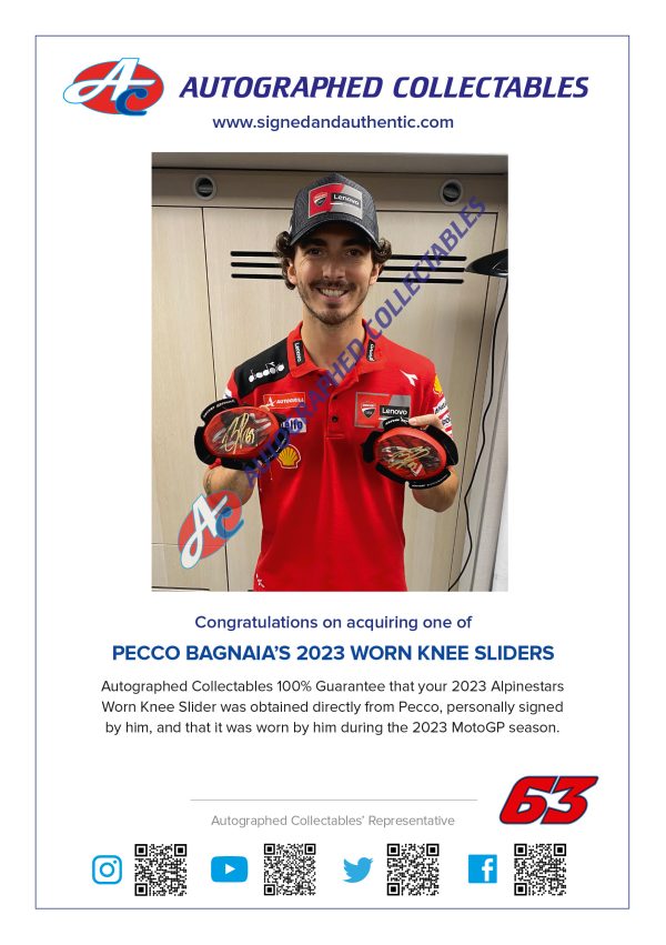 Pecco Bagnaia 2023 knee slider MotoGP ducati memorabilia