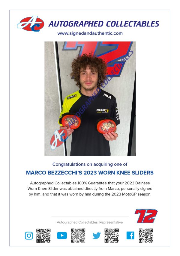 Marco Bezzecchi VR46 knee slider framed MotoGP Ducati memorabilia