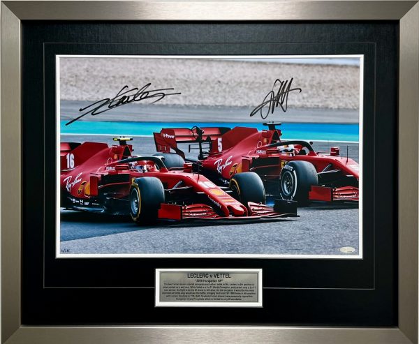 Charles leclerc v Sebastian Vettel Ferrari F1 Memorabilia signed
