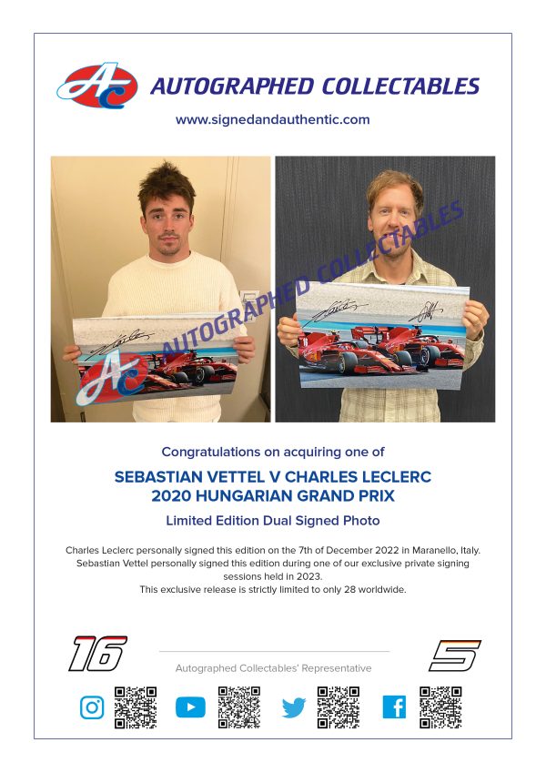 Leclerc Vettel F1 Ferrari signed Memorabilia