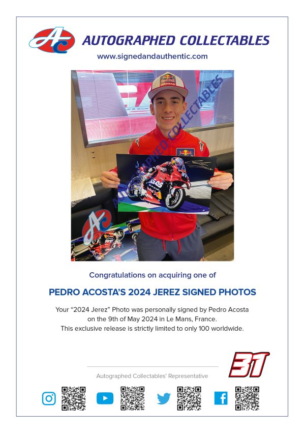 Pedro Acosta Jerez photo certificate