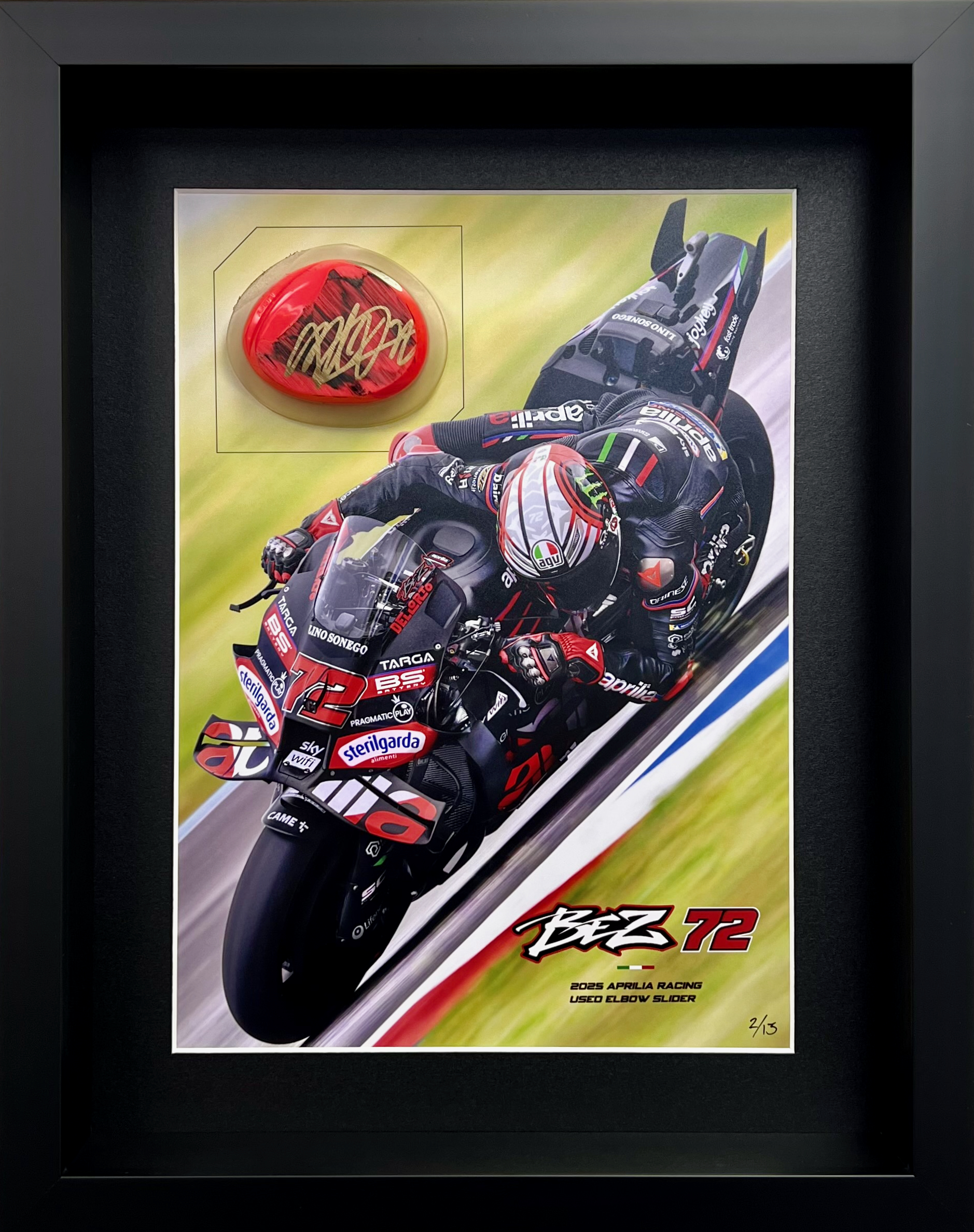 Bezzecchi 2025 elbow slider framed